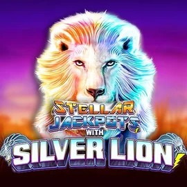 Jackpots logo of Stellar Jackpots with Silver Lion from Lightning Box Game at Westace Casino